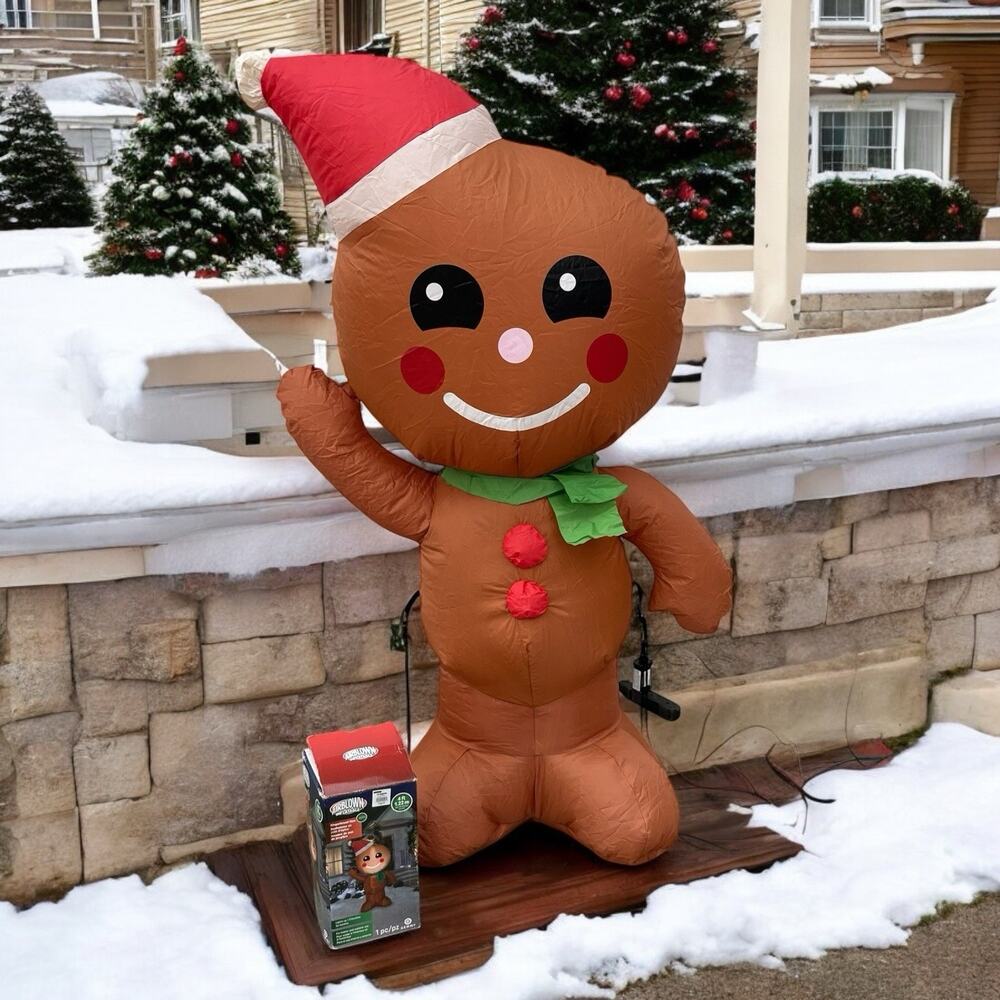 Gingerbread Man‎ Airblown Inflatable 4 ft Gemmy Christmas Indoor Outdoor Blowup